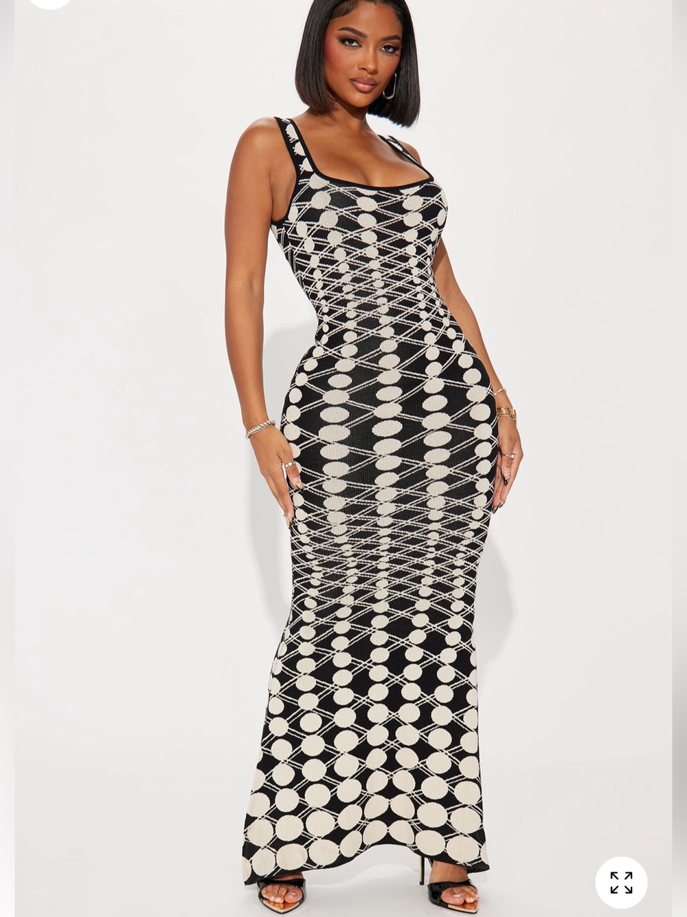 Black & Cream Sweater Maxi Dress